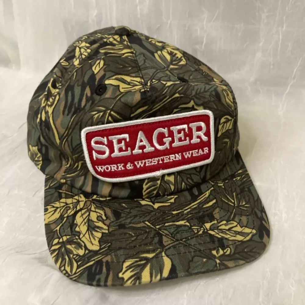 Seager Grit Company Camo Hat w/ Red Patch